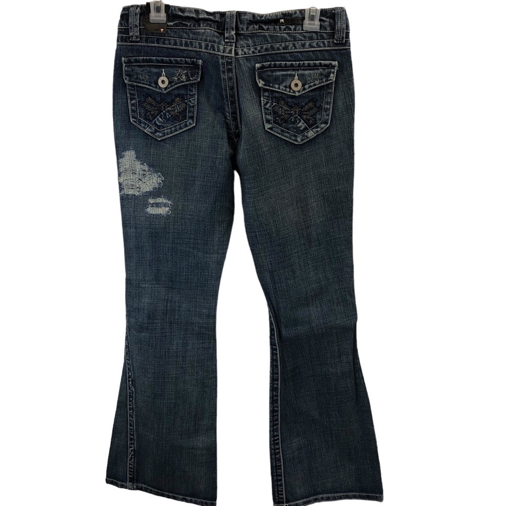 Jetset Jeans Y2K low rise Flare Sz 6 Wo's 7 Jrs Medium Blue Distressed NWT - Picture 4 of 7